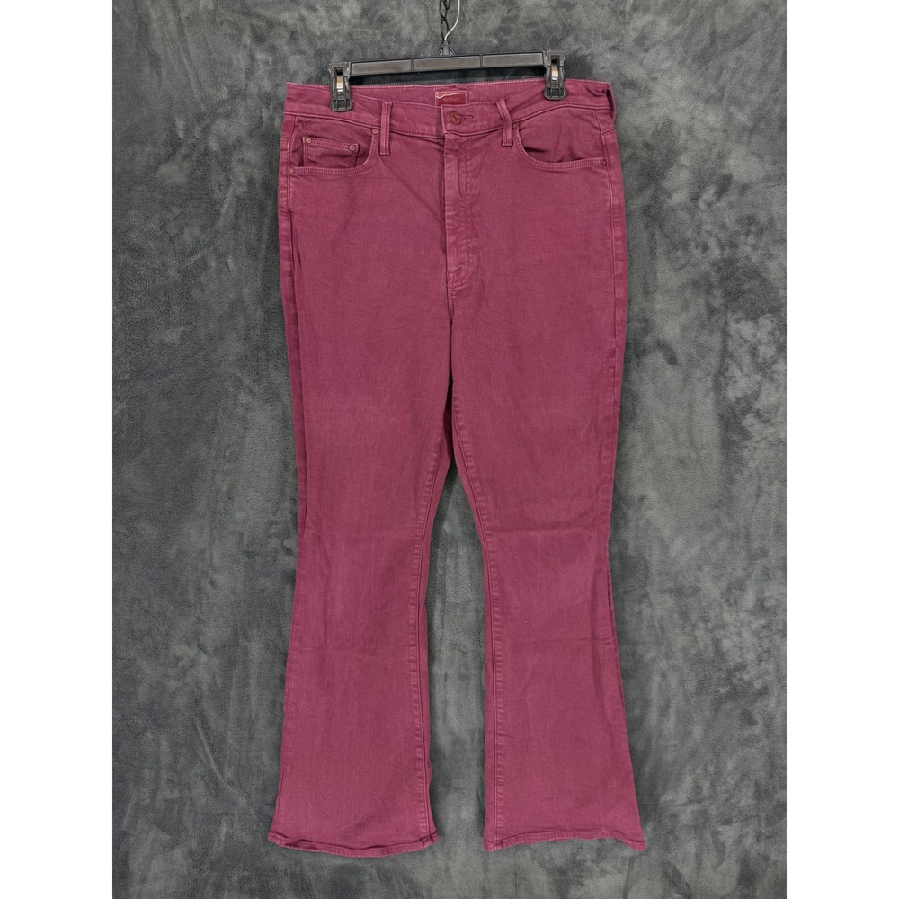 MOTHER High Waisted Weekender Skimp Flare Jeans Burgundy 1905-753 Womens 32